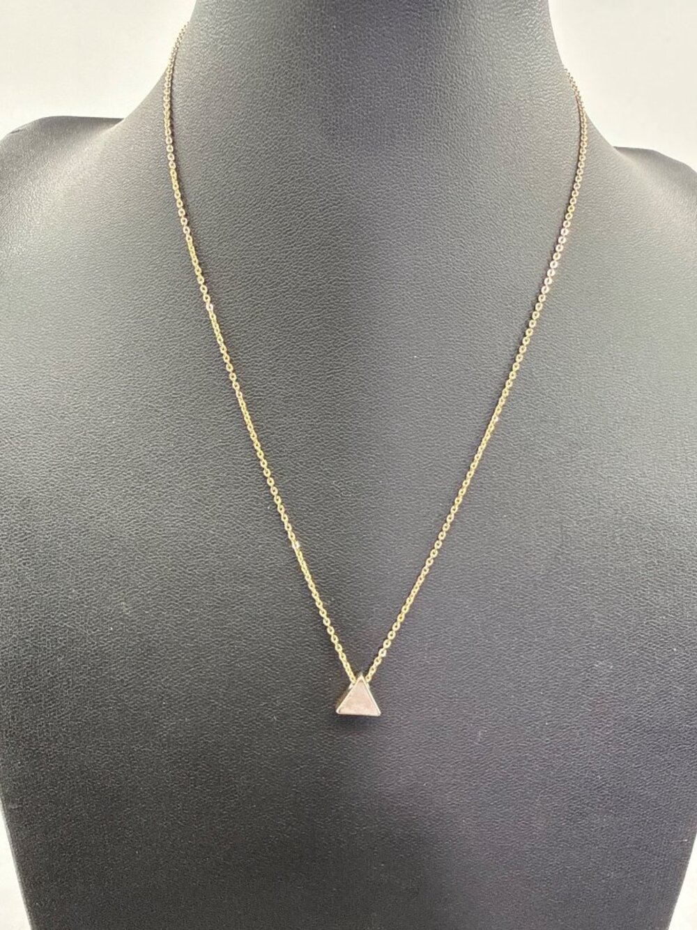 Gold Chain Silver Triangle Pendant Necklace Minimalist Two Tone Geometric